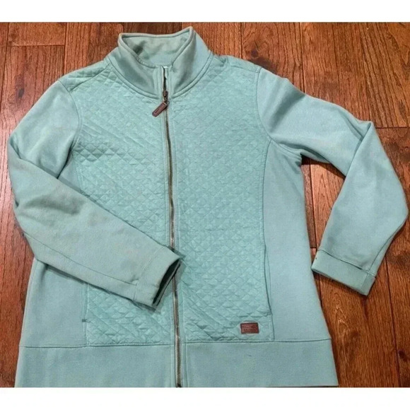 LL Bean Women's Quilted Full-Zip Sweatshirt Cotton Blend Light Blue Large - Picture 1 of 10